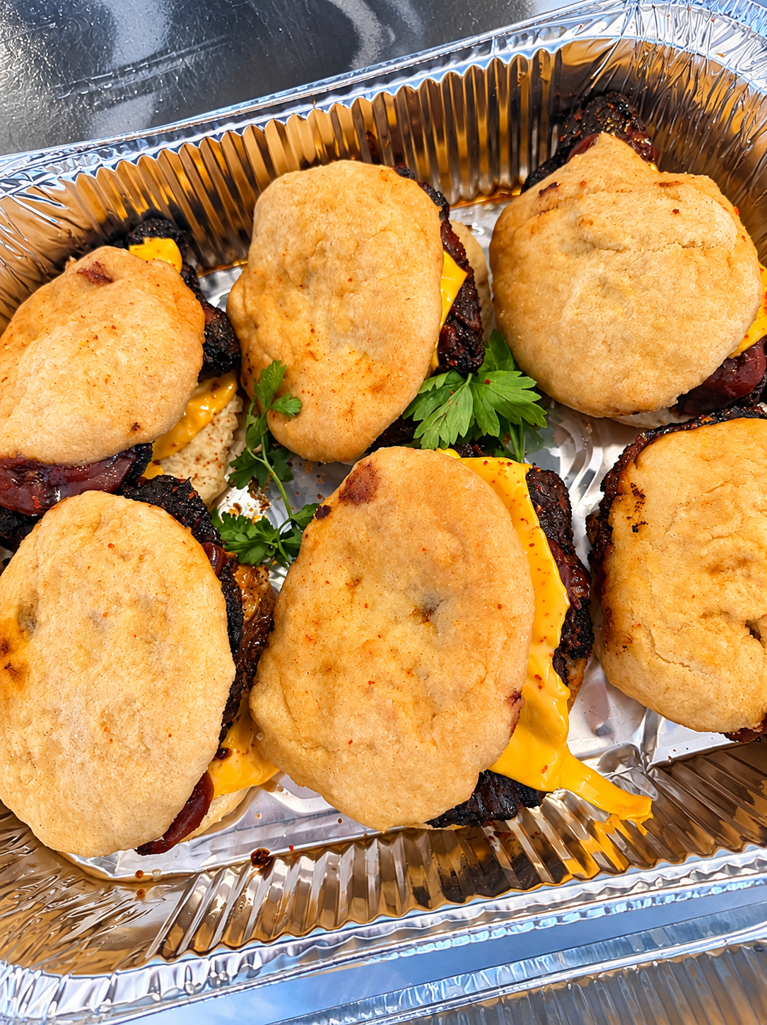 JERK DUMPLING BURGERS